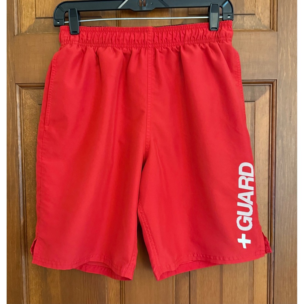 Nike Swim Men's 9" Guard Volley Short Trunks Size M (32-35) Red Mesh-Lined - Picture 4 of 12